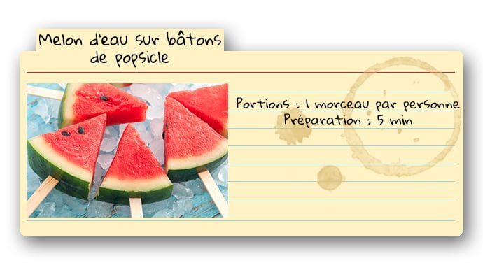 Carte de recette pour collation au melon d'eau