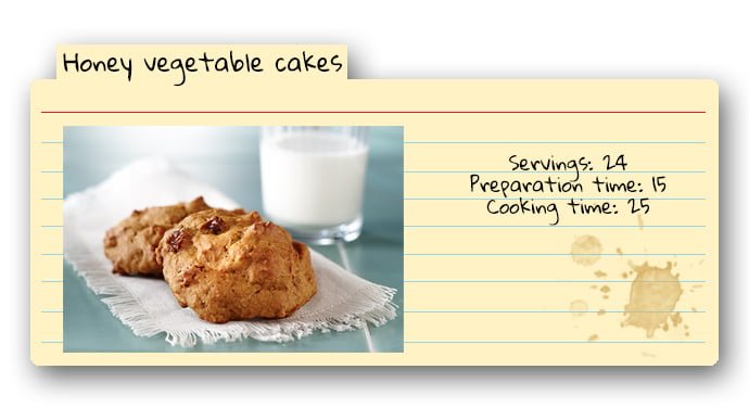 Honey Vegetable Cakes Recipe Card 