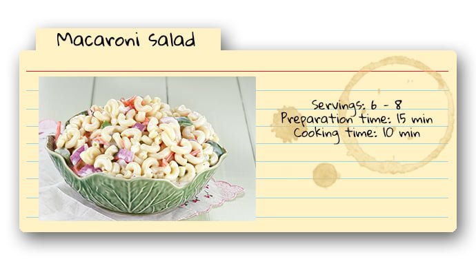 Macaroni Salad Recipe Card 