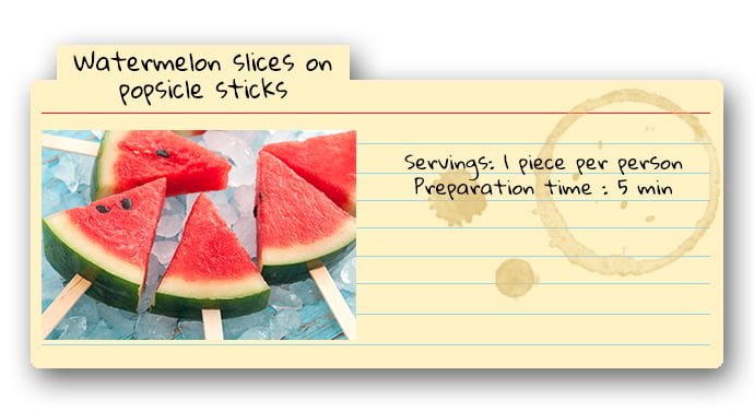 Watermelon On Popsicle Sticks Recipe Card