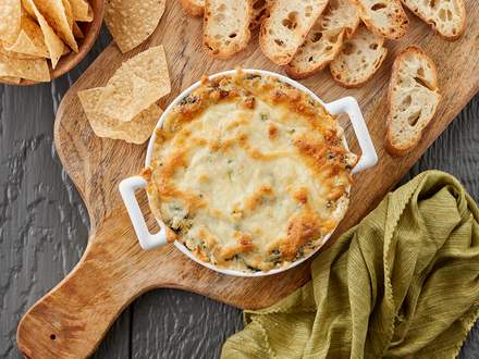 Hot spinach, artichoke and cheese dip