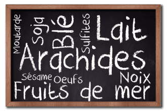 Tableau noir avec le nom des allergènes les plus populaires
