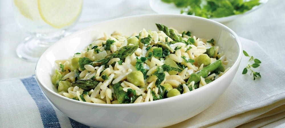 Orzo and green chick peas