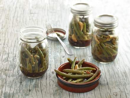 Marinated bean salad in mason jars