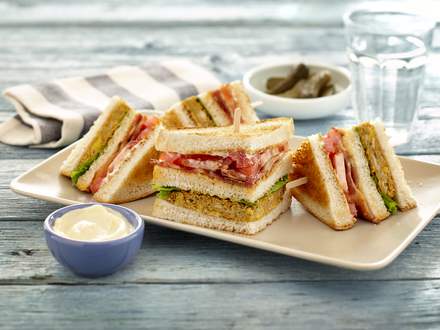 Club sandwich with veggie burger