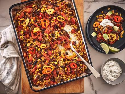 Tex-Mex sheet pan with grilled corn