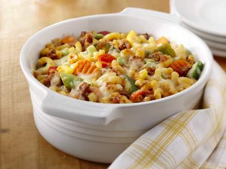 Macaroni casserole with meat and vegetables