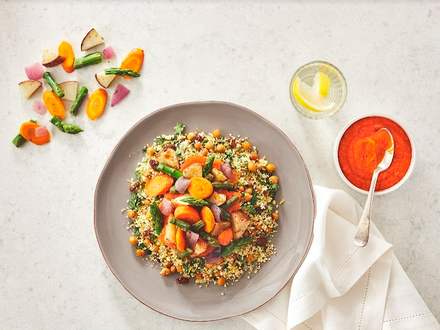 Couscous with roasted vegetables and chickpeas