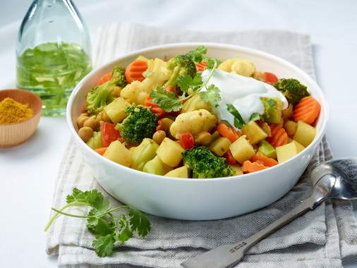 Cari de pommes de terre et légumes