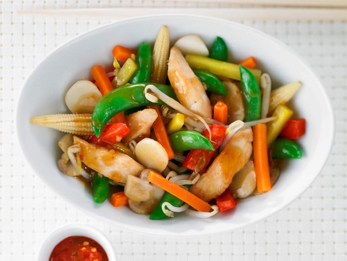 Sauté asiatique de poulet et légumes