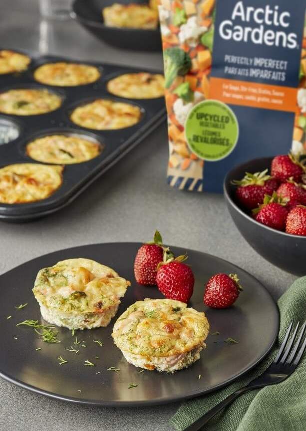 Perfect imperfect vegetables quiche with salmon and dill