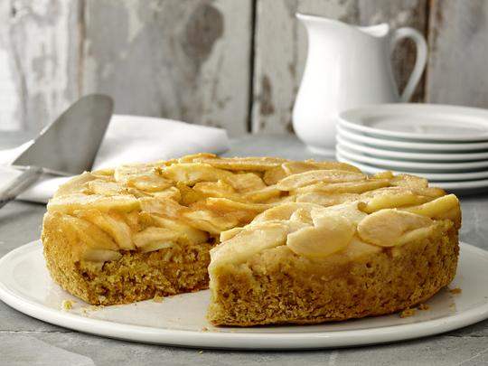 Upside-down apple corn cake