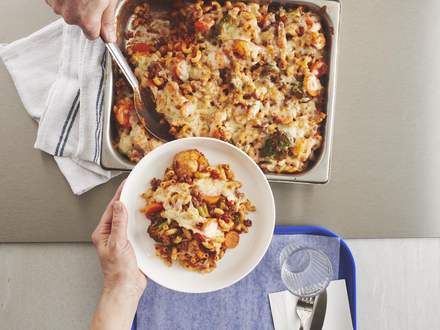 Macaroni casserole with meat and vegetables