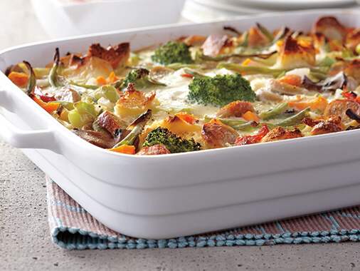 Vegetable and sausage strata 