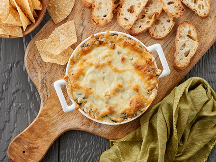 Trempette chaude épinard, artichaut et fromage